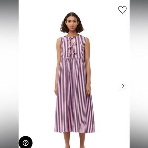 GANNI striped cotton midi dress